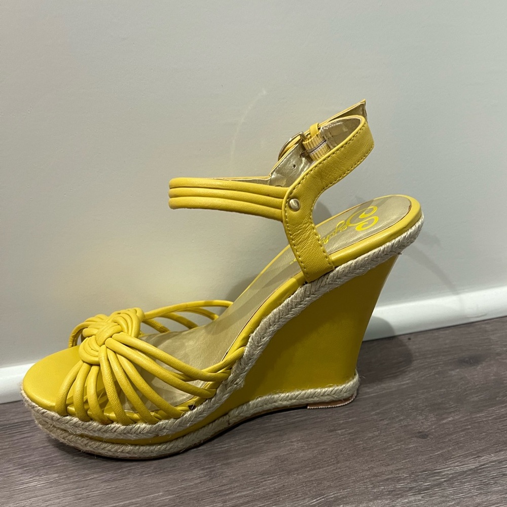 Seychelles Yellow Wedge Sandals